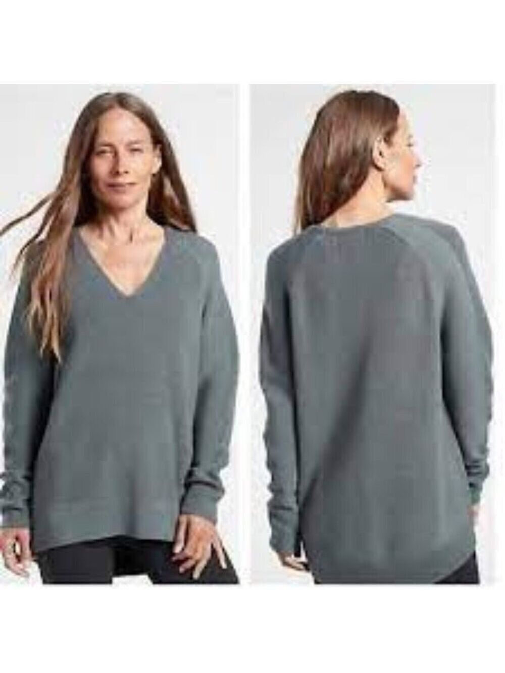 Athleta Grey  Hanover V-neck Sweater Size L